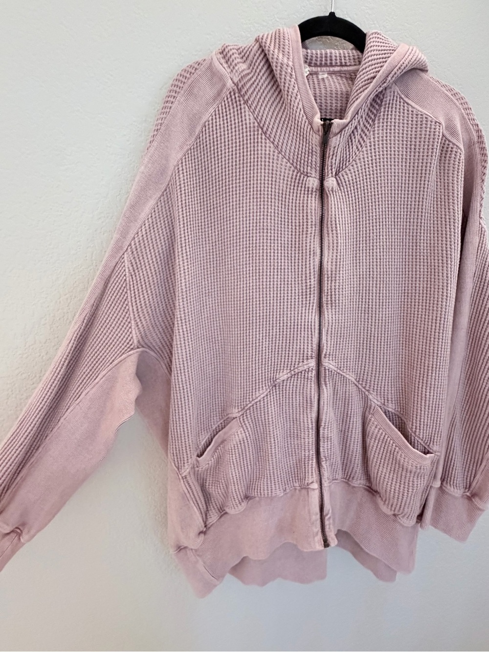 Free People FP One Waffle Knit Zip Hoodie Oversized Jacket Lilac S/P - Picture 4 of 7